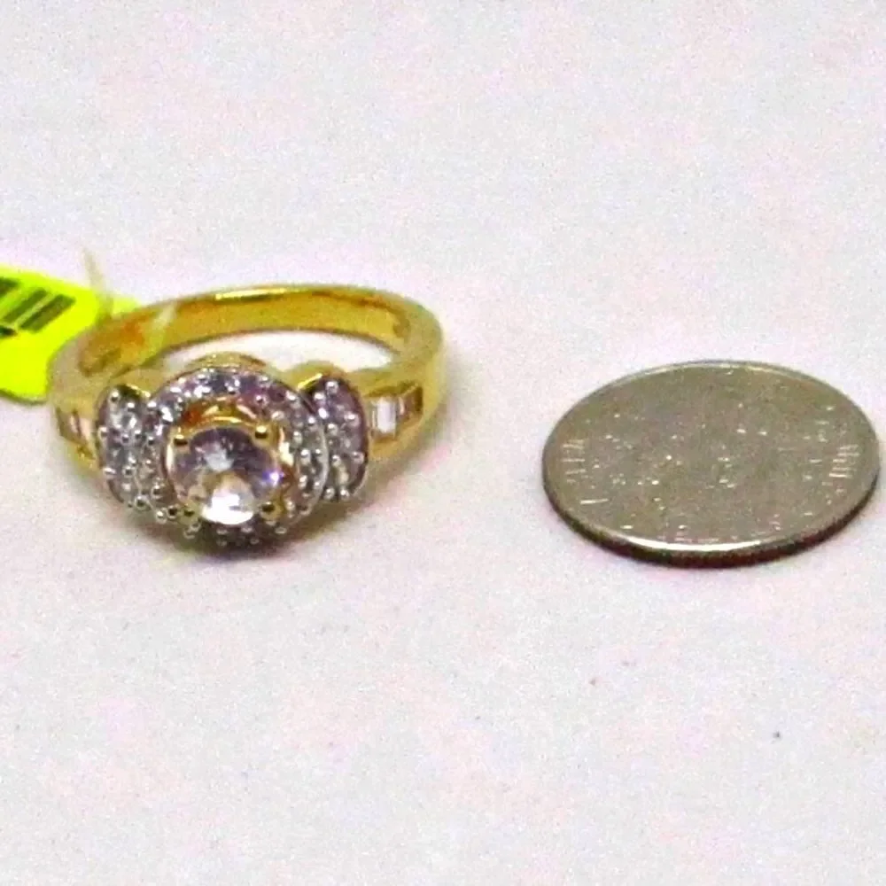 Ring White Zircon YG Over Sterling Silver Size 8.0